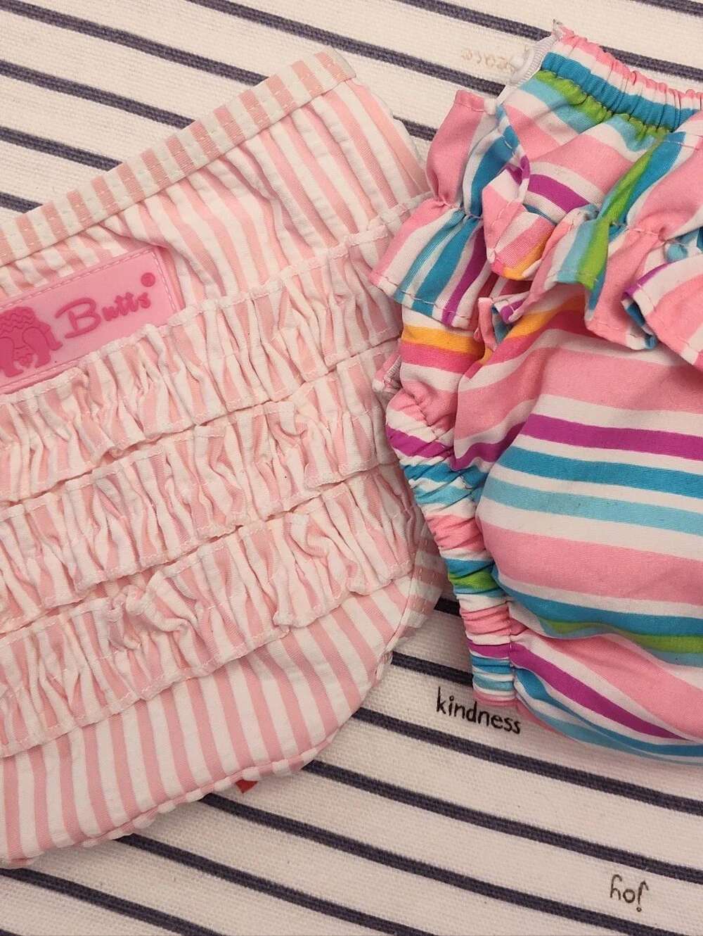 Ruffle Butts Pink Striped & Rainbow Striped Diaper Covers